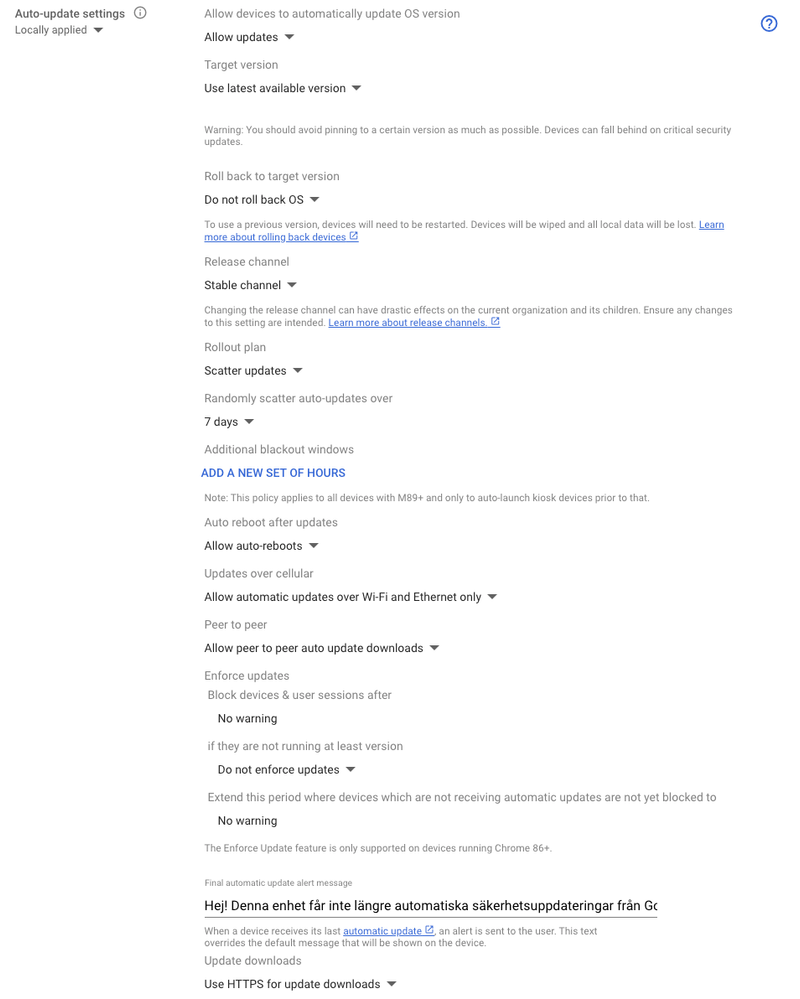 auto Update Settings for CBs