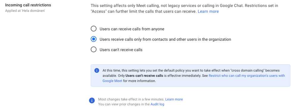 Incoming call restrictions