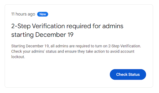 2SV required for some superadmins from 19 December 2023