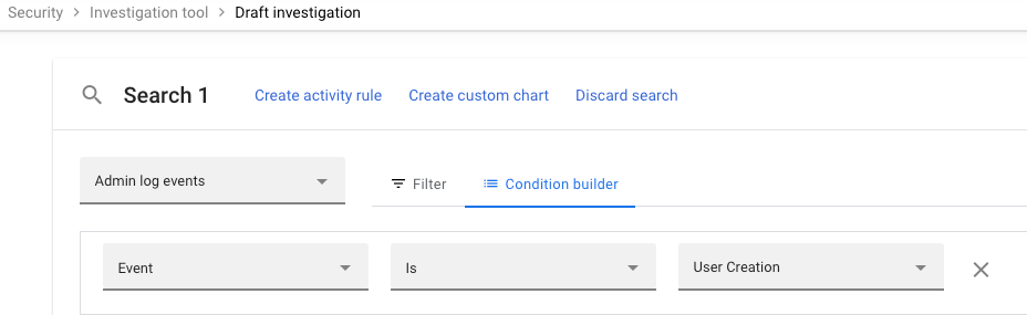 Investigation Tool, Event, User Creation