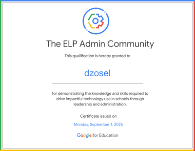 dzosel - ELP Admin Community Certificate.png